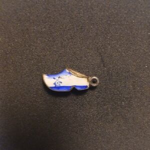 Cute Vintage Sterling Silver And Enamel Dutch Clog Charm
